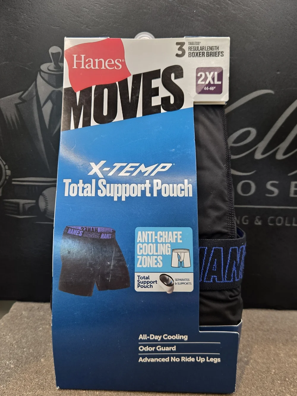 Hanes Moves X-Temp Men's 2XL Black Boxer Briefs - Total Support Pouch